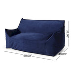 Poltrona sacco in velluto a 2 posti con braccioli, grigia/tortora/rosa/blu