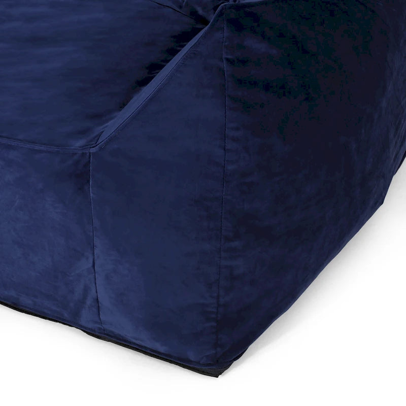 Poltrona sacco in velluto a 2 posti con braccioli, grigia/tortora/rosa/blu