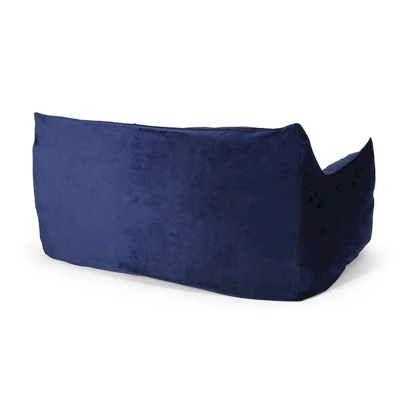 Poltrona sacco in velluto a 2 posti con braccioli, grigia/tortora/rosa/blu