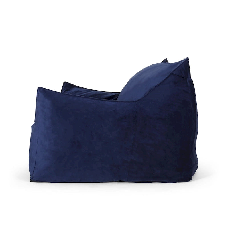 Poltrona sacco in velluto a 2 posti con braccioli, grigia/tortora/rosa/blu