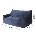 Poltrona sacco in velluto a 2 posti con braccioli, grigia/tortora/rosa/blu