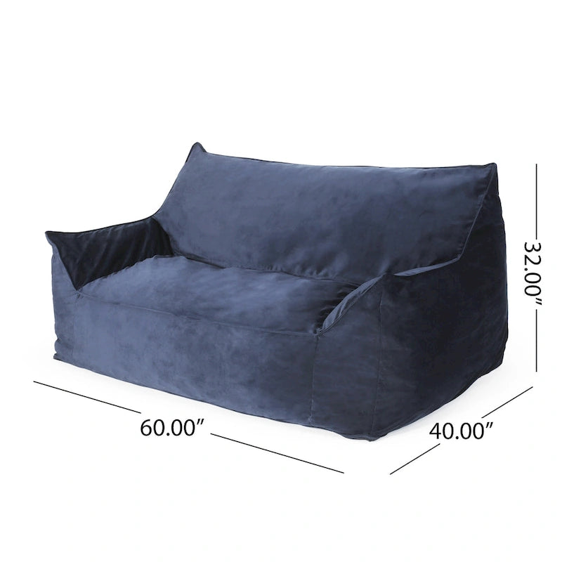Poltrona sacco in velluto a 2 posti con braccioli, grigia/tortora/rosa/blu