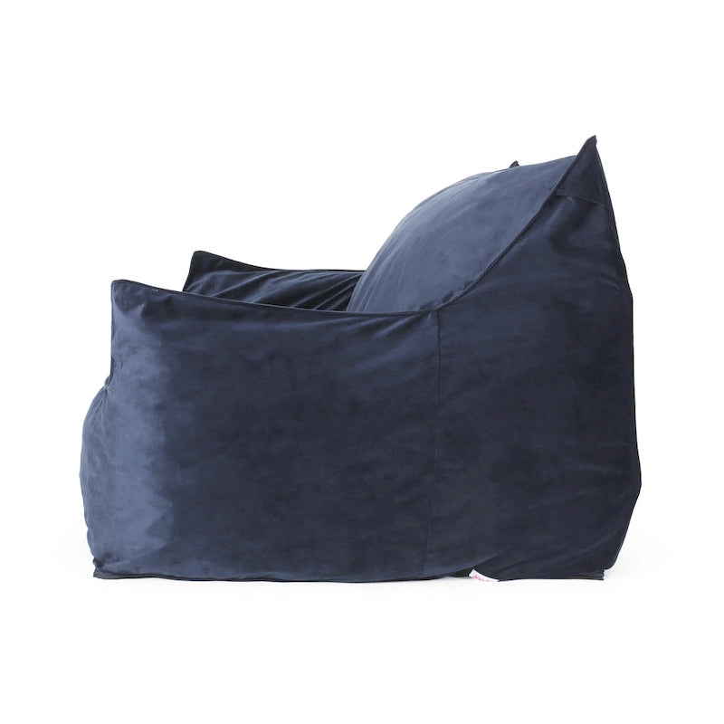 Poltrona sacco in velluto a 2 posti con braccioli, grigia/tortora/rosa/blu