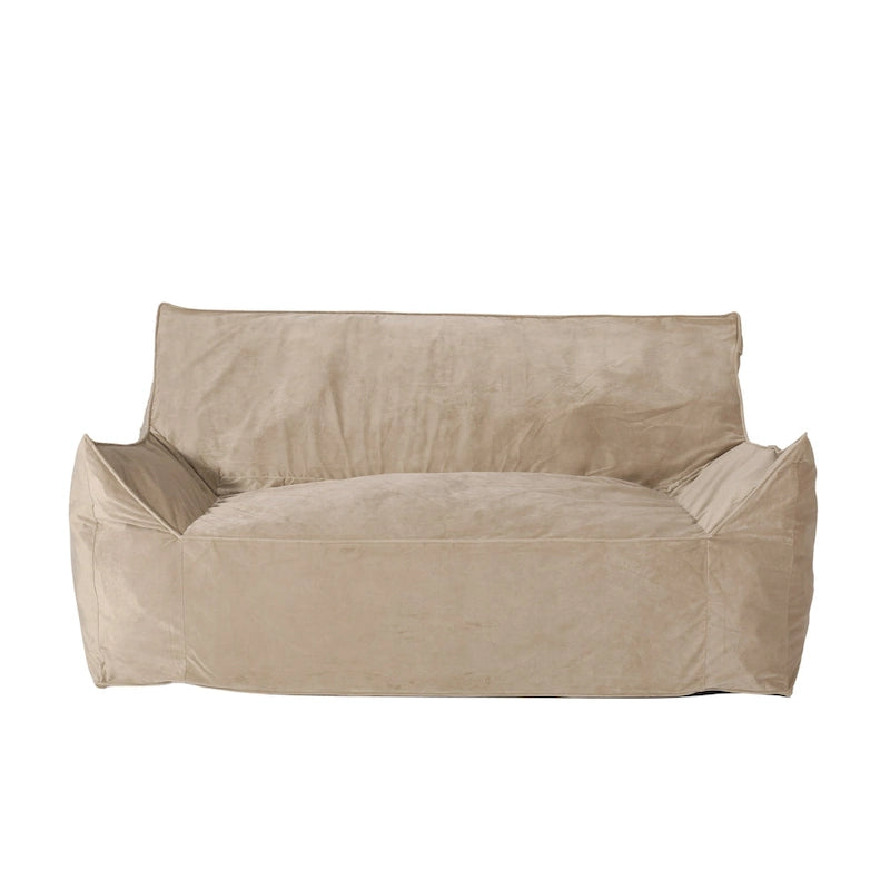 Poltrona sacco in velluto a 2 posti con braccioli, grigia/tortora/rosa/blu