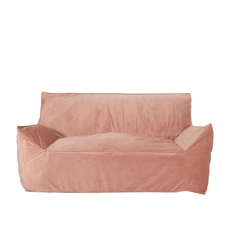 Poltrona sacco in velluto a 2 posti con braccioli, grigia/tortora/rosa/blu