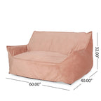 Poltrona sacco in velluto a 2 posti con braccioli, grigia/tortora/rosa/blu