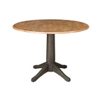 Set da pranzo rotondo con tavolo a ribalta Hickory/Washed Coal, 2 posti, sedie con schienale a doghe