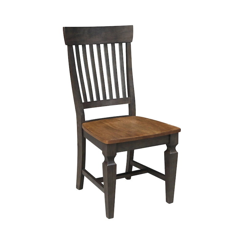 Set da pranzo rotondo con tavolo a ribalta Hickory/Washed Coal, 2 posti, sedie con schienale a doghe
