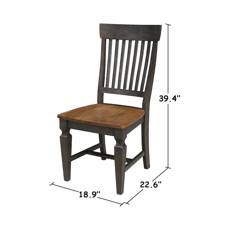 Set da pranzo rotondo con tavolo a ribalta Hickory/Washed Coal, 2 posti, sedie con schienale a doghe