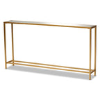 Tavolo Consolle in Vetro Specchiato con Cornice in Metallo Dorato, Stile Moderno, Montaggio da 1 Persona