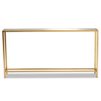 Tavolo Consolle in Vetro Specchiato con Cornice in Metallo Dorato, Stile Moderno, Montaggio da 1 Persona