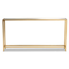Tavolo Consolle in Vetro Specchiato con Cornice in Metallo Dorato, Stile Moderno, Montaggio da 1 Persona