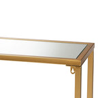 Tavolo Consolle in Vetro Specchiato con Cornice in Metallo Dorato, Stile Moderno, Montaggio da 1 Persona