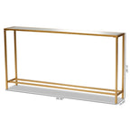 Tavolo Consolle in Vetro Specchiato con Cornice in Metallo Dorato, Stile Moderno, Montaggio da 1 Persona