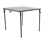 Tavolo pieghevole quadrato in plastica bi-fold grigio/marrone/bianco sporco, 4 posti a sedere