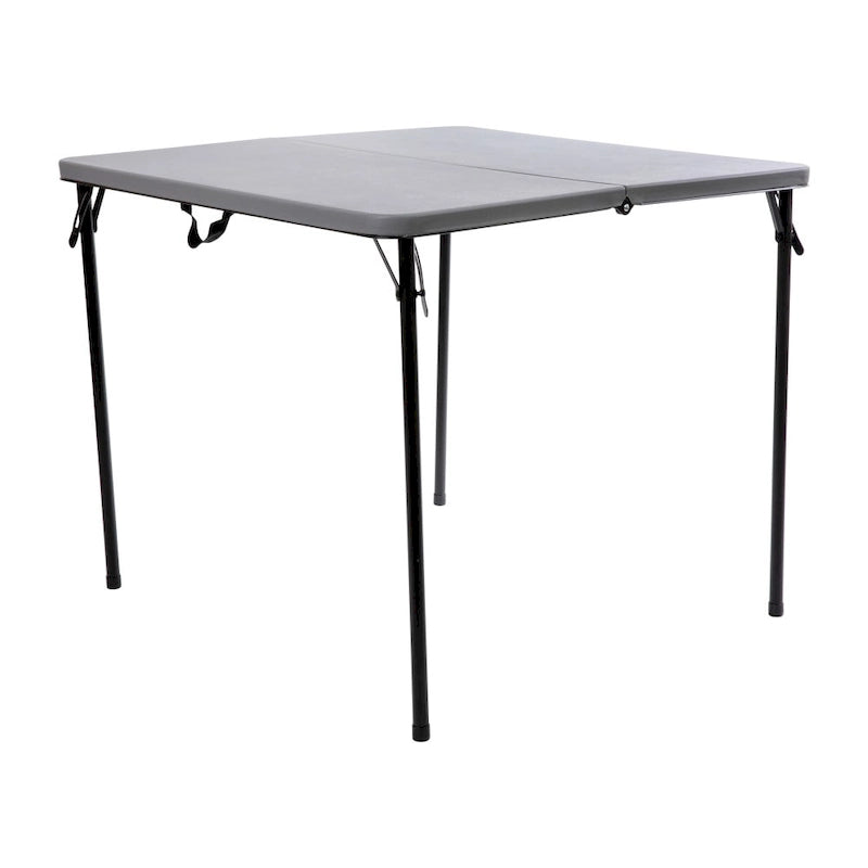 Tavolo pieghevole quadrato in plastica bi-fold grigio/marrone/bianco sporco, 4 posti a sedere