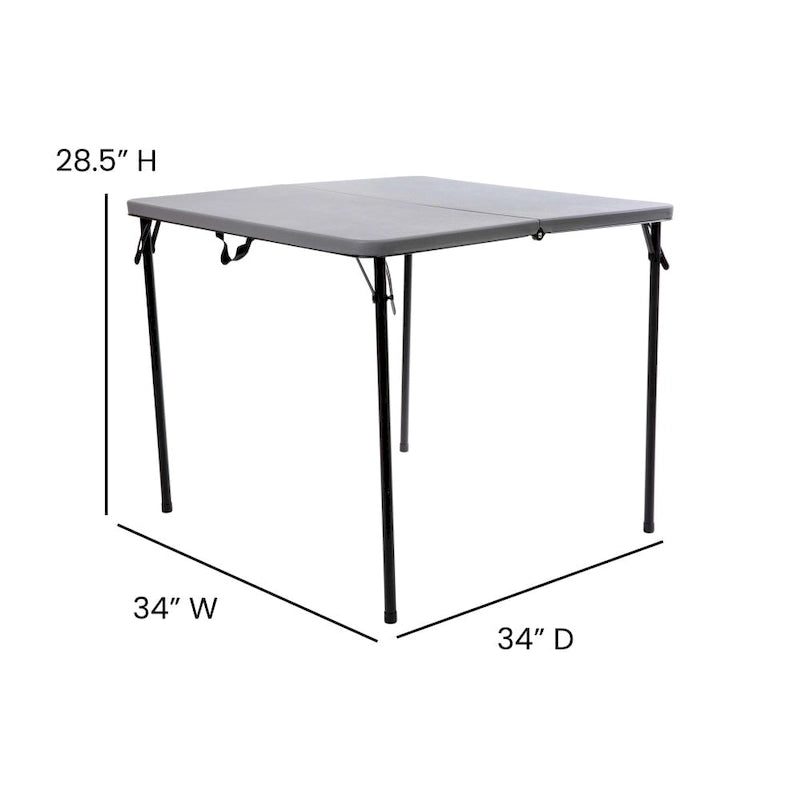 Tavolo pieghevole quadrato in plastica bi-fold grigio/marrone/bianco sporco, 4 posti a sedere