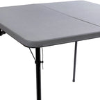 Tavolo pieghevole quadrato in plastica bi-fold grigio/marrone/bianco sporco, 4 posti a sedere