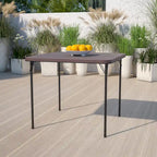 Tavolo pieghevole quadrato in plastica bi-fold grigio/marrone/bianco sporco, 4 posti a sedere