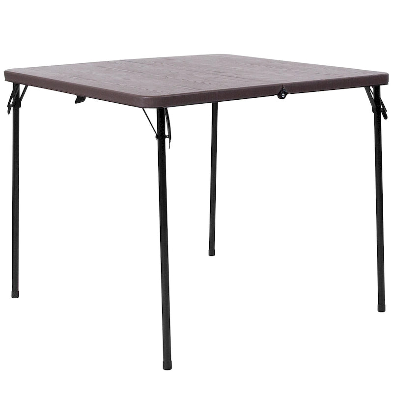 Tavolo pieghevole quadrato in plastica bi-fold grigio/marrone/bianco sporco, 4 posti a sedere