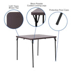 Tavolo pieghevole quadrato in plastica bi-fold grigio/marrone/bianco sporco, 4 posti a sedere