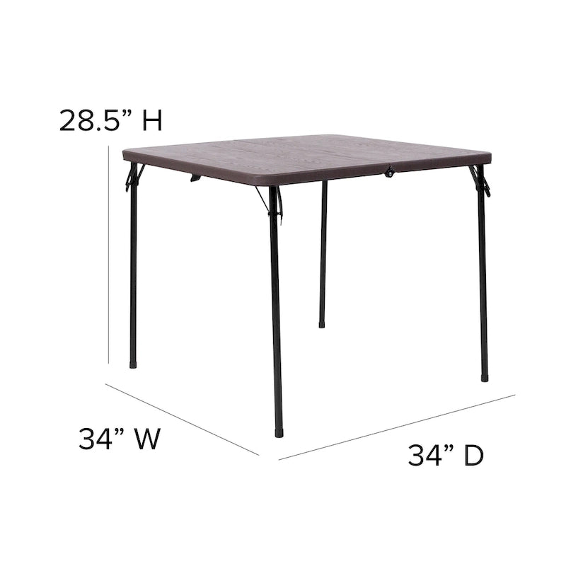 Tavolo pieghevole quadrato in plastica bi-fold grigio/marrone/bianco sporco, 4 posti a sedere