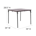 Tavolo pieghevole quadrato in plastica bi-fold grigio/marrone/bianco sporco, 4 posti a sedere