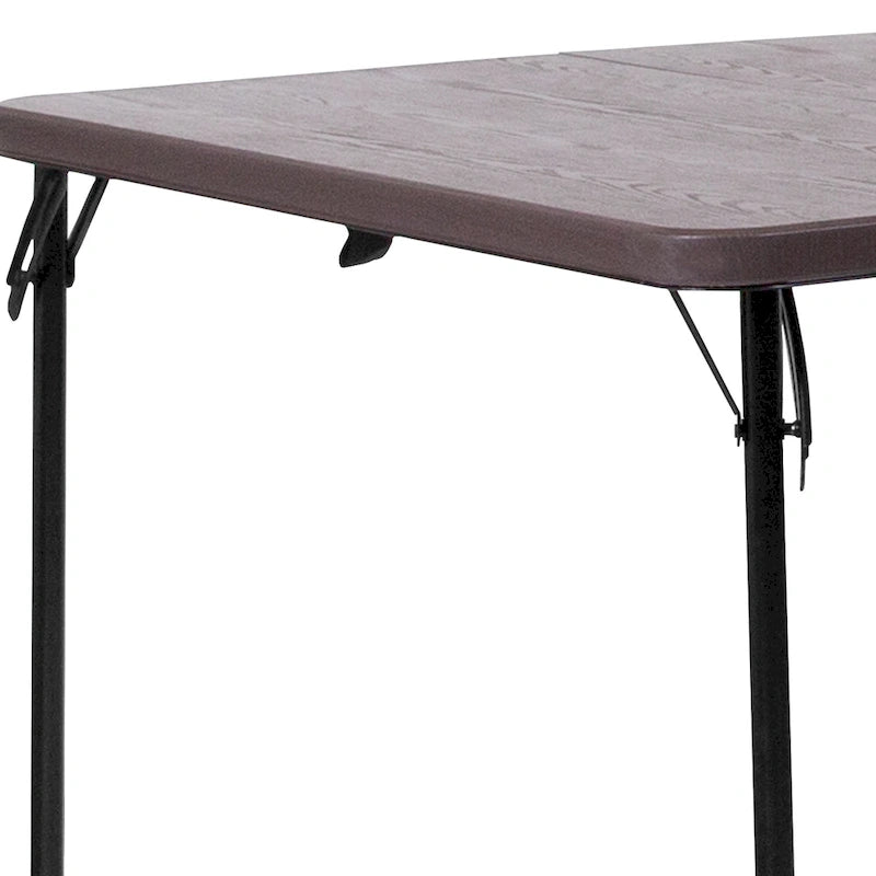 Tavolo pieghevole quadrato in plastica bi-fold grigio/marrone/bianco sporco, 4 posti a sedere