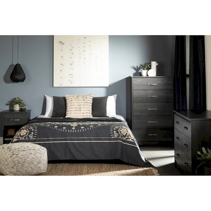 Cassettiera doppia a 6 cassetti in Rovere Invecchiato / Rovere Nordik / Rovere Grigio, 1 persona