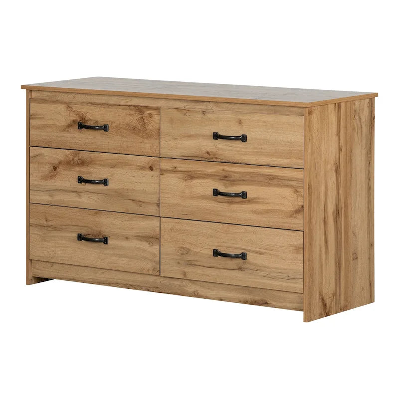 Cassettiera doppia a 6 cassetti in Rovere Invecchiato / Rovere Nordik / Rovere Grigio, 1 persona