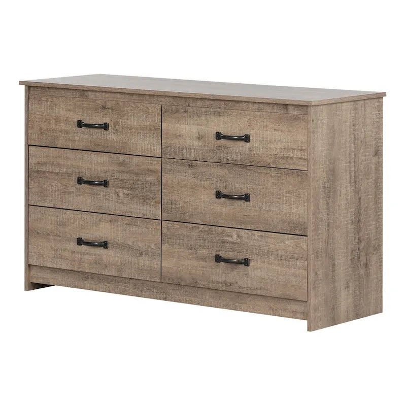Cassettiera doppia a 6 cassetti in Rovere Invecchiato / Rovere Nordik / Rovere Grigio, 1 persona
