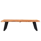 Panca in legno di acacia naturale con bordo vivo e gambe in acciaio, 2 posti (127 cm / 180 cm)
