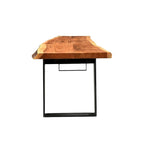 Panca in legno di acacia naturale con bordo vivo e gambe in acciaio, 2 posti (127 cm / 180 cm)