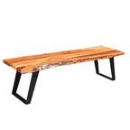 Panca in legno di acacia naturale con bordo vivo e gambe in acciaio, 2 posti (127 cm / 180 cm)