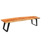 Panca in legno di acacia naturale con bordo vivo e gambe in acciaio, 2 posti (127 cm / 180 cm)