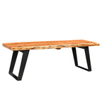 Panca in legno di acacia naturale con bordo vivo e gambe in acciaio, 2 posti (127 cm / 180 cm)