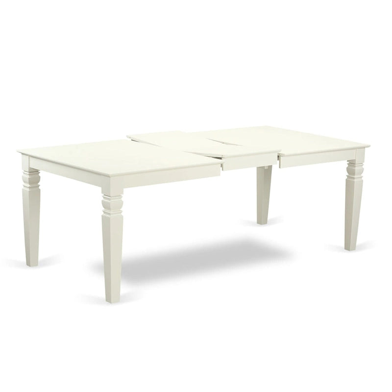 Set da pranzo rettangolare color lino con sedie con seduta in legno, opzioni da 5/7/9 pezzi