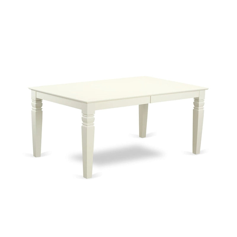 Set da pranzo rettangolare color lino con sedie con seduta in legno, opzioni da 5/7/9 pezzi