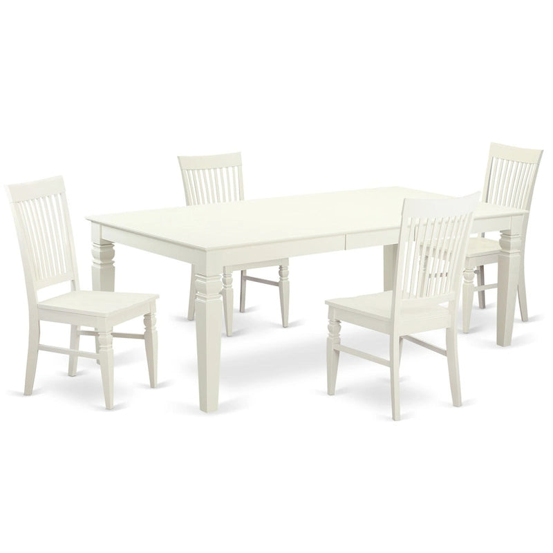 Set da pranzo rettangolare color lino con sedie con seduta in legno, opzioni da 5/7/9 pezzi