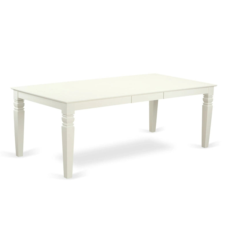 Set da pranzo rettangolare color lino con sedie con seduta in legno, opzioni da 5/7/9 pezzi