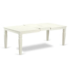 Set da pranzo rettangolare color lino con sedie con seduta in legno, opzioni da 5/7/9 pezzi