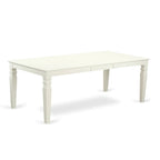 Set da pranzo rettangolare color lino con sedie con seduta in legno, opzioni da 5/7/9 pezzi