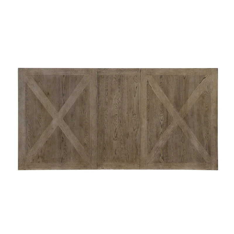 Set da pranzo con piedistallo Brown Driftwood, stile rustico, 7 posti a sedere