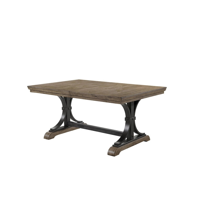 Set da pranzo con piedistallo Brown Driftwood, stile rustico, 7 posti a sedere