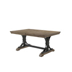 Set da pranzo con piedistallo Brown Driftwood, stile rustico, 7 posti a sedere