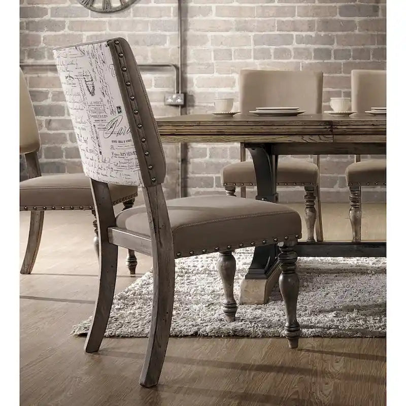 Set da pranzo con piedistallo Brown Driftwood, stile rustico, 7 posti a sedere