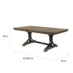Set da pranzo con piedistallo Brown Driftwood, stile rustico, 7 posti a sedere