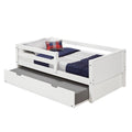 Divano letto singolo con sponde, stile pannello bianco/cappuccino, 1 persona