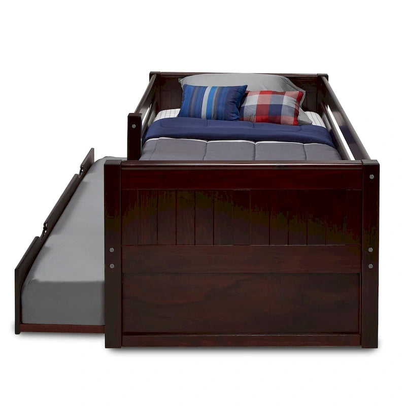 Divano letto singolo con sponde, stile pannello bianco/cappuccino, 1 persona