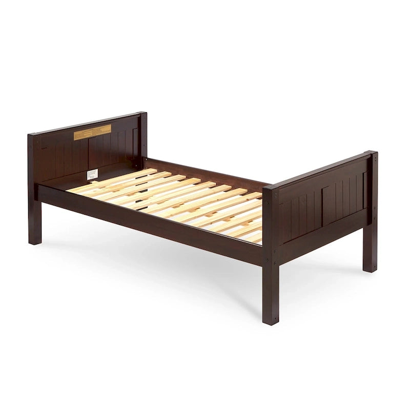 Divano letto singolo con sponde, stile pannello bianco/cappuccino, 1 persona